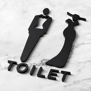 מדבקות קיר לשירותים ואמבטיה - שלט כניסה WC לנשים וגברים
